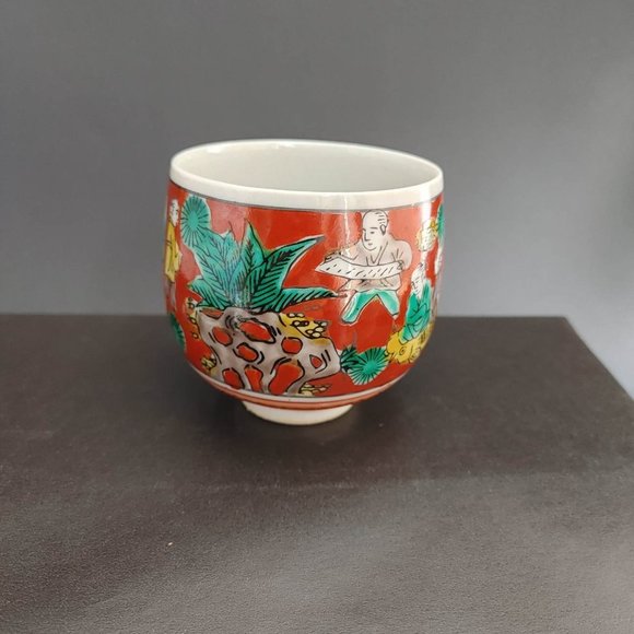 Vintage Kutani Ware Sake Cups Tea Set of 4 Japanese Ceramic Pottery Saki - Picture 4 of 8